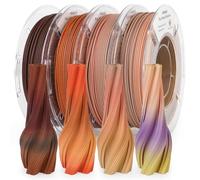 AMOLEN Wood Gradient PLA 3D Printer Filament Bundle 3D Printing Wood Rainbow Sets,Tiger, Cyber,Red Grey Yellow,Purple Pink Yellow 1.75mm,200gx4 Spools