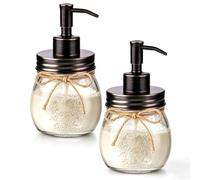 Amolliar 10 OZ Mason Jar Liquid Soap Dispenser, Stainless Steel Pump Lid, Cute Farmhouse Decor for Kitchen, Bathroom, Refillable Hand Soap Dispenser, Glass Lotion Soap Dispenser, Dish Soap, ORB 2 Pack