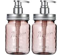Amolliar 16 Oz Plastic Soap Dispenser, Refillable Hand Dish Soap Dispenser - Vintage Rose Bottle with Silver Pump Lids, for Farmhouse Bathroom Kitchen, Includes 2 Extra Pump & Waterproof Label