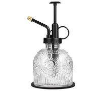 Amolliar Glass Plant Mister Spray Bottle, Vintage Refillable Leak Proof Watering Can for Indoor Plants, Houseplants, Gardening, Cleaning, Hair & Pet Care with Mist Nozzle (Clear-Black Pump)