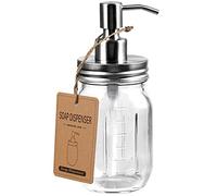 Amolliar Mason Jar Soap Dispensers, Rustproof Stainless Steel Lid & Pump, Refillable Wash Hand Soap for Bathroom & Kitchen, 16OZ Brushed Nickel