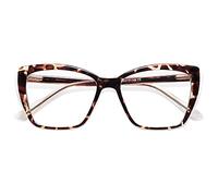 AMOMOMA Trendy TR90 Oversized Blue Light Reading Glasses Women,Stylish Square Cat Eye Glasses AM6031C4 with Tortoise Frame 3.0x