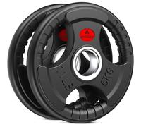 Amonax 2 Inch Olymic Weight Plates, Barbell Plates for Olympic Bar, Trip-Grip Gym Weight Discs, 5kg, 10kg, 20kg, 25kg Cast Iron Core with Rubber Coating (Rubber Coated, 5KG x 2)