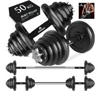 Amonax 50kg Cast Iron Adjustable Dumbbells Weight Set, Barbell Set for Men
