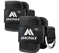 Amonax Ankle Straps for Cable Machines - Ankle Cuffs Cable Machine Attachments, Gym Ankle Strap Cable Attachment for Training and Workout at Home and Gym- 2 pieces, Black