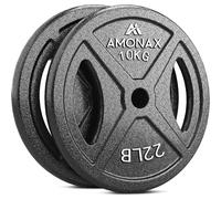 Amonax Cast Iron Weight Plates Set, 2.5kg, 5kg, 10kg Dumbbell Plates for 1" Weight Bars, Metal Barbell Plates for Weight Lifting Hip Thrust, Steel Weight Plates for Home Gym