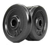 Amonax Cast Iron Weight Plates Set, 2.5kg, 5kg, 10kg Dumbbell Plates for 1" Weight Bars, Metal Barbell Plates for Weight Lifting Hip Thrust, Steel Weight Plates for Home Gym (Round | 5KG x 4)