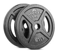 Amonax Cast Iron Weight Plates Set, 2.5kg, 5kg, 10kg Dumbbell Plates for 1" Weight Bars, Metal Barbell Plates for Weight Lifting Hip Thrust, Steel Weight Plates for Home Gym