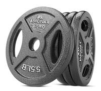 Amonax Cast Iron Weight Plates Set, 2.5kg, 5kg, 10kg Dumbbell Plates for 1" Weight Bars, Metal Barbell Plates for Weight Lifting Hip Thrust, Steel Weight Plates for Home Gym