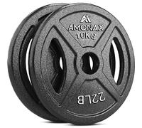Amonax Cast Iron Weight Plates Set, 2.5kg, 5kg, 10kg Dumbbell Plates for 2 Inch Olympic Bars, Metal Barbell Plates for Weight Lifting Hip Thrust, Steel Weight Plates for Home Gym