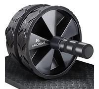 Amonax Convertible Ab Wheel Roller with Large Knee Mat for Core Abs Rollout Exercise. Double Wheel Set with Dual Fitness Strength Training Modes at Gym or Home (Black)