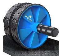Amonax Convertible Ab Wheel Roller with Large Knee Mat for Core Abs Rollout Exercise. Double Wheel Set with Dual Fitness Strength Training Modes at Gym or Home (Blue)