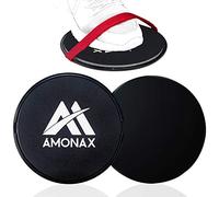 Amonax Core Sliders, Double Sided Gliding Discs with Straps. Ab Gliders for Core Exercise Fitness at Gym & Home, Dual Side Slider Strength Glider Pairs for Carpet, Wood, Tiled Floor
