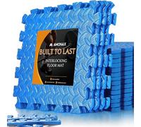 Amonax Exercise Gym Flooring Mats, Eva Foam Mats 60cm X 60cm Interlocking Floor Mats, Puzzle Kids Play Floor Mats for Pool, Garage Floor Tiles Exercise Equipment Mat (Blue I 12 Tiles (48 Sq Ft))