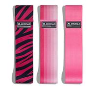 Amonax Fabric Resistance Bands Women, Glute Bands Female for Booty, Bands for Squat Exercise, Elastic Resistant Bands as Weight Loss Workout Equipment, Gym Fitness Accessories for Legs Butt Bum (Pink)