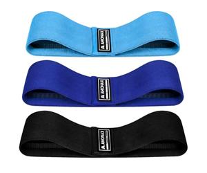 Amonax Fabric Resistance Bands Women Glute Bands Female for Booty, Bands for Squat Exercise Elastic Resistant Bands Weight Loss Workout Equipment Gym Fitness Accessories for Legs Butt Bum (Blue set)