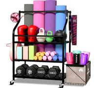 Amonax Home Gym Storage Dumbbell Rack, Weight Stand Kettlebell Rack Yoga Mat Holder Rack for Barbell Pad Resistance Band Foam Roller, Fitness Accessories Organizer Workout Equipment for Women
