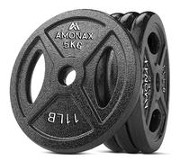Amonax Weight Plates Set, 2.5kg, 5kg, 10kg Dumbbell Plates for 1 Inch Weight Plates Bars, Metal Barbell Plates for Weight Lifting Hip Thrust, Cast Iron Steel Weight Plates for Home Gym