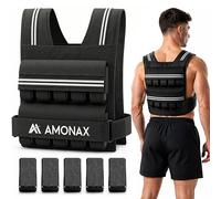 Amonax Weighted Vest for Women and Men, 10kg-30kg Adjustable Weight Vest | Weighted Running Vest for Fitness Workouts, Walking, Strength Training and Home Gym Exercise, With Reflective Details