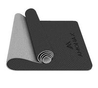Amonax Non Slip Large 6mm Thick Travel Yoga Mat, Black & Grey