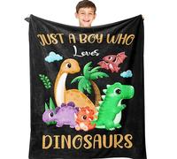 Amonee-YL Just A Boy Who Loves Dinosaurs, Dinosaur Blanket 40"X50", Dinosaur Blanket for Boys, Dinosaurs Gifts Room Decor for Boys, Dino Blankets for Kids Teens Son, Dino Birthday Decorations