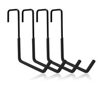 AMONENZ 4 Pack Garage Storage Hooks, Black Heavy Duty Bike Rack Wall | Iron Wall Brackets, 30kg Load, non-Slip Coated, No-Drill Install, for Bikes, Garden Tools & Plant Pots