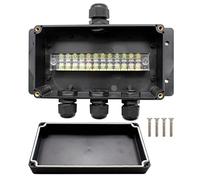 AMONENZ IP66 Outdoor Junction Box, Junction Box 4 Way, Black Weatherproof Electrical Box, Terminal Electrical Shell with Mounting Holes and with 4 Waterproof Connectors