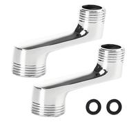AMONENZ Pack of 2 S Connector 1/2 to 3/4, Brass Shower Fitting Adaptor, Adjustable, Offset 42 mm, Silver S-Connector Offset for Wall Fittings, for Mounting and Adjusting Shower Fittings