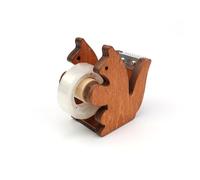 AMONENZ Parcel Tape Dispenser, Wooden Tape Dispenser Sellotape, Squirrel Sellotape Holder, with Transparent Tape, for Tape Rolls with a Width of 23 mm