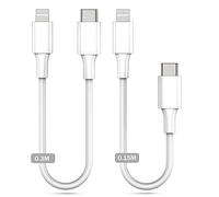 Amoner USB C Lightning Cable 30CM+15CM MFi Certified 2Pack Short iPhone PD Charger Lead Compatible with iPhone 14/13/12/11/XS/XR/X/8/8 Plus/7/6, iPad/Air/mini