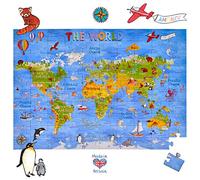 Amonev floor puzzles 100 pieces puzzles for both table and floor with easy to handle thick pieces making it a great gift for any occasion (World Map) 0714573399767
