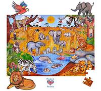 Amonev floor puzzles 100 pieces puzzles for both table and floor with easy to handle thick pieces making it a great gift for any occasion (Safari), 0714573399835