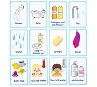 Amonev My Bath Time Routine Cards 12 Flashcards for visual aid Special Ed, Speech Delay Non Verbal Children and adults with Autism or Special Needs