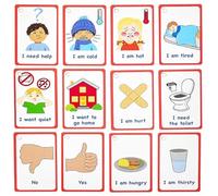 Amonev My Essential Needs Cards 12 Flashcards for visual aid Special Ed, Speech Delay Non Verbal Children and adults with Autism or Special Needs