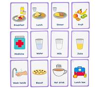 Amonev My Meal and Snacks Cards 12 Flashcards for visual aid Special Ed, Speech Delay Non Verbal Children and adults with Autism or Special Needs