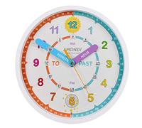 Amonev Time Teacher (V4) Children's Clock - Easy to Read Analogue Clock with Silent Ticking - Teach Children How to Tell the Time - Multicolour