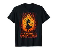 Among Ancient Trees Autumn Forest Dancing Spirit Nature Art T-Shirt