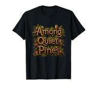 Among Quiet Pines Minimal Woodland Forest Nature Art T-Shirt