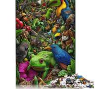 Among The Green Leaves Wooden Jigsaw Puzzle for Adults Fun 300 Piece Stress Relief Education Game Toy Intellectual Game Decoration Relaxation And Intelligence 300pcs (40x28cm)