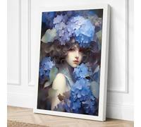 Among the Hydrangeas Romantic Canvas Wall Art Print 18x12 Inch