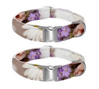 Among the plain white world, flowers bloom gently Adjustable Pet Collar for Small Medium Large Dogs & Cats, Reflective Strip for Night Safety, Soft Comfort Pad