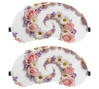 Among The Plain White World, Flowers Bloom Gently Anti-Mite Breathable Fabric Eye Cover with Adjustable Hook-and-Loop Strap