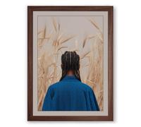 Among the Wheat Modern Framed Wall Art Print A1 (84.1×59.4cm) Walnut, Wall Decor for Living Room, Bedroom, Office & Home, Ready to Hang, Art Gift