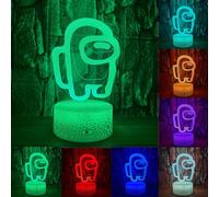 Among Us 3D LED Optical Illusion Night Light with Remote, 7 Colors, Dimmable, USB Powered Acrylic Table Lamp for Bedroom Decor