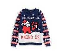 Among Us Christmas Jumper Options | Long Sleeve Fair Isle Design with Holidays or Christmas Text | Red or Navy Celebrations Outfit Merch