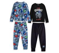 Among Us Crewmates Boys Multi-Pack of 2 Long Sleeve Pyjama Set | TEAM CREWMATE & Trust Me Sleepwear | Black & Blue Nightwear for Kids | Gaming Merchandise Merch - 13-14 Years
