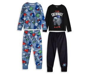 Among Us Crewmates Boys Multi-Pack of 2 Long Sleeve Pyjama Set | TEAM CREWMATE & Trust Me Sleepwear | Black & Blue Nightwear for Kids | Gaming Merchandise Merch - 7-8 Years