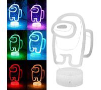 Among Us Lamp, 7/16 Colors Friends Game Among Us LED Light 3D Illusion Among Us Night Light Atmosphere Bedside Night Lights Sensor Lights for Boys Girls Kids Baby-16_Color-with_Remote