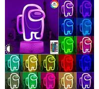Among Us Night Light for Kids,3D Illusion Table Lamp 16 Colors Changed with Remote Control, Game USB Charge LED Light for Children Gift Bedroom Decor