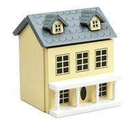 AMONIDA 1:12 Scale Miniature Cottage for Dollhouse Charming Grey Sloping Roof Wooden Tiny House Model for Doll Collectors (Yellow)